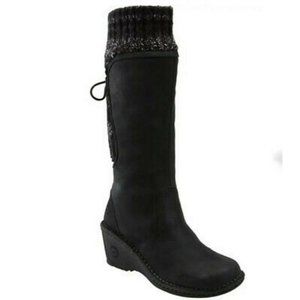 UGG Womens Olive Skylair Tall Knit Sweater Wedge Heel Leather Snow Boots Size 9